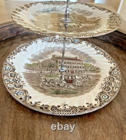 Vintage Johnson Bros Heritage Hall 3-Tiered Fruit Dip Stand Ironstone England