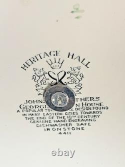 Vintage Johnson Bros Heritage Hall 3-Tiered Fruit Dip Stand Ironstone England