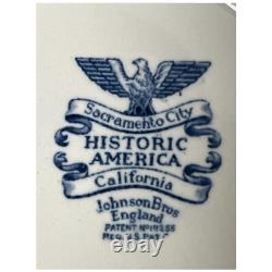 Vintage Johnson Bros Historic America Blue California Sacramento Salad Plates 6