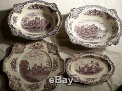 Vintage Johnson Bros Made In England Old Britain Castles Lavender 64 Piece Set