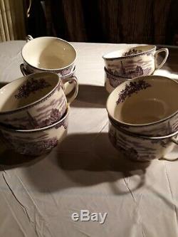 Vintage Johnson Bros Made In England Old Britain Castles Lavender 64 Piece Set