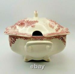 Vintage Johnson Bros. Old Britain Castles Soup Tureen Red Transferware Large