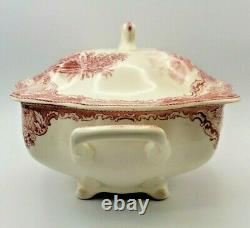 Vintage Johnson Bros. Old Britain Castles Soup Tureen Red Transferware Large