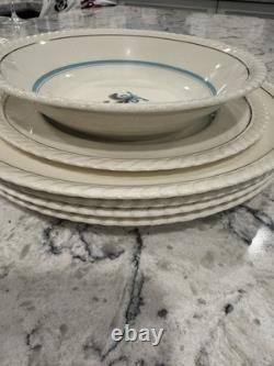 Vintage Johnson Bros. Old English Prince of Wales Teal Ivory Bow Dinning 17 pcs