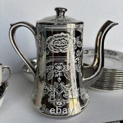 Vintage Johnson Bros. Pareek silver china lot saucers teapot and bowls. Read