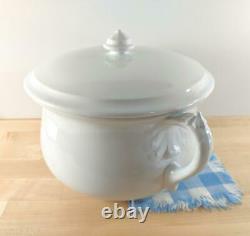 Vintage Johnson Bros White Royal Ironstone China Chamber Pot with Lid