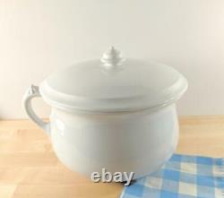 Vintage Johnson Bros White Royal Ironstone China Chamber Pot with Lid