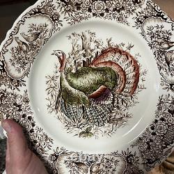 Vintage Johnson Bros Wild Turkeys Windsor Ware Dinner Plate Thanksgiving Set / 4