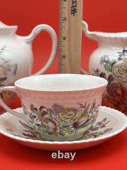 Vintage Johnson Bros Windsor Ware Garden Bouquet Tea SET WithCream & Sugar England