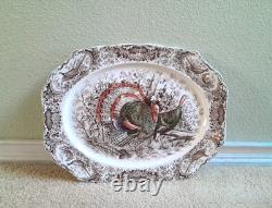 Vintage Johnson Bros Windsor Ware Wild Turkeys Large Turkey Platter 20X16