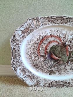 Vintage Johnson Bros Windsor Ware Wild Turkeys Large Turkey Platter 20X16