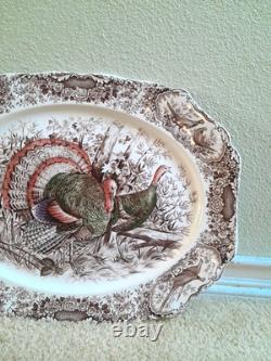Vintage Johnson Bros Windsor Ware Wild Turkeys Large Turkey Platter 20X16