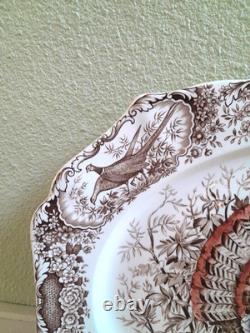 Vintage Johnson Bros Windsor Ware Wild Turkeys Large Turkey Platter 20X16