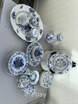 Vintage Johnson Brother England Ironstone Blue Willow Set of 56 Pieces England