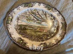 Vintage Johnson Brother The Friendly Village Harvest Time 13.75 Oval Platter