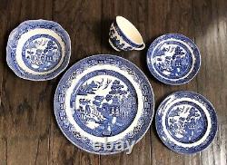 Vintage Johnson Brothers Blue Willow 3 x 5 Piece Place Setting-15 Pieces Total