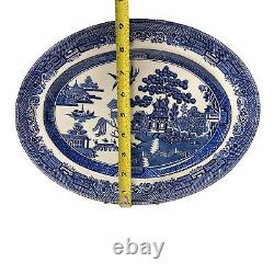 Vintage Johnson Brothers Blue Willow Oval Serving Platter 12 x 9 1/4 England