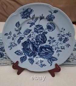 Vintage Johnson Brothers China'Elizabeth'Blue Rose Dinner Plates 10 Set 5 Rare
