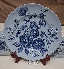 Vintage Johnson Brothers China'Elizabeth'Blue Rose Dinner Plates 10 Set 5 Rare