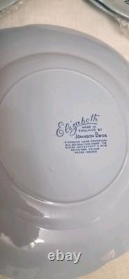 Vintage Johnson Brothers China'Elizabeth'Blue Rose Dinner Plates 10 Set 5 Rare