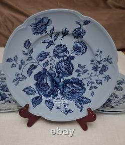 Vintage Johnson Brothers China'Elizabeth'Blue Rose Dinner Plates 10 Set 5 Rare