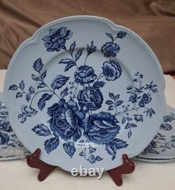 Vintage Johnson Brothers China'Elizabeth'Blue Rose Dinner Plates 10 Set 5 Rare