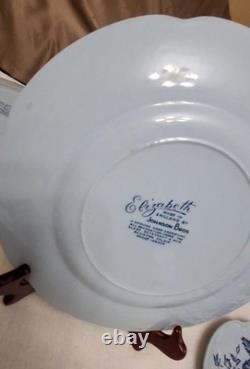 Vintage Johnson Brothers China'Elizabeth'Blue Rose Dinner Plates 10 Set 5 Rare