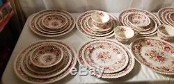 Vintage Johnson Brothers China WINCHESTER PINK (ROPE EDGE) 37 PIECES