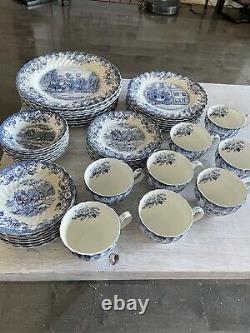Vintage Johnson Brothers Coaching Scenes Hunting Country 48pc Plates Cups Bowls
