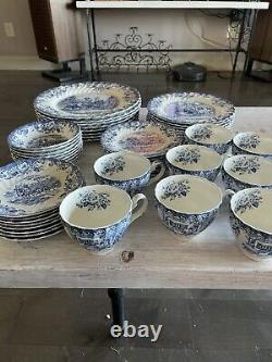 Vintage Johnson Brothers Coaching Scenes Hunting Country 48pc Plates Cups Bowls
