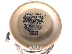 Vintage Johnson Brothers Coffee Pot 6 Cup Blue Coaching Scenes Ironstone England