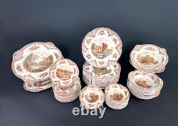Vintage Johnson Brothers English Old Britain Castles Brown Transferware 55 Piece