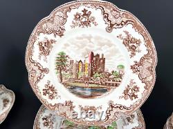 Vintage Johnson Brothers English Old Britain Castles Brown Transferware 55 Piece