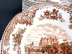 Vintage Johnson Brothers English Old Britain Castles Brown Transferware 55 Piece