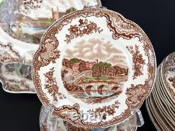 Vintage Johnson Brothers English Old Britain Castles Brown Transferware 55 Piece