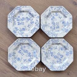 Vintage Johnson Brothers Hyde Park, Set of 4 Bread & Butter Plates Blue & White