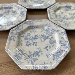 Vintage Johnson Brothers Hyde Park, Set of 4 Bread & Butter Plates Blue & White