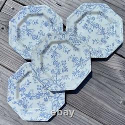 Vintage Johnson Brothers Hyde Park, Set of 4 Bread & Butter Plates Blue & White