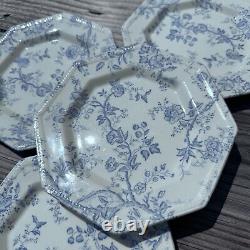 Vintage Johnson Brothers Hyde Park, Set of 4 Bread & Butter Plates Blue & White