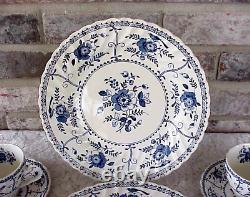 Vintage Johnson Brothers Indies Blue Dinnerware Set (12) Ironstone England