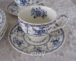 Vintage Johnson Brothers Indies Blue Dinnerware Set (12) Ironstone England