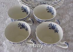 Vintage Johnson Brothers Indies Blue Dinnerware Set (12) Ironstone England