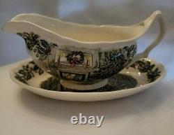 Vintage Johnson Brothers Merry Christmas Gravy Boat and Under Plate