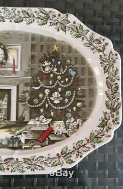 Vintage Johnson Brothers Merry Christmas Plater 20 × 15.5 Perfect Condition