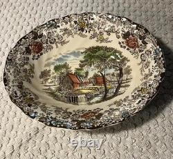 Vintage Johnson Brothers Mill Stream Round Covered Veg Dish + Veg Serving Bowl