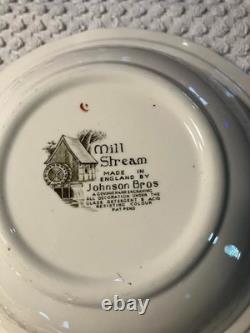 Vintage Johnson Brothers Mill Stream Round Covered Veg Dish + Veg Serving Bowl