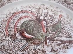 Vintage Johnson Brothers Native American Wild Turkeys Turkey Platter 20