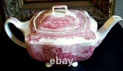 Vintage Johnson Brothers OLD BRITAIN CASTLES PINK 6 Tall Teapot and lid