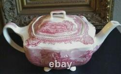 Vintage Johnson Brothers OLD BRITAIN CASTLES PINK 6 Tall Teapot and lid