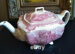 Vintage Johnson Brothers OLD BRITAIN CASTLES PINK 6 Tall Teapot and lid